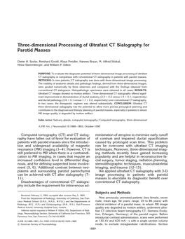 Three-Dimensional Processing of Ultrafast CT Sialography for Parotid Masses