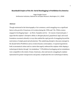 Boardwalk Empire of the Air: Aerial Bootlegging in Prohibition Era America