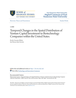 Temporal Changes in the Spatial Distribution of Venture Capital Investment to Biotechnology Companies Within the United States