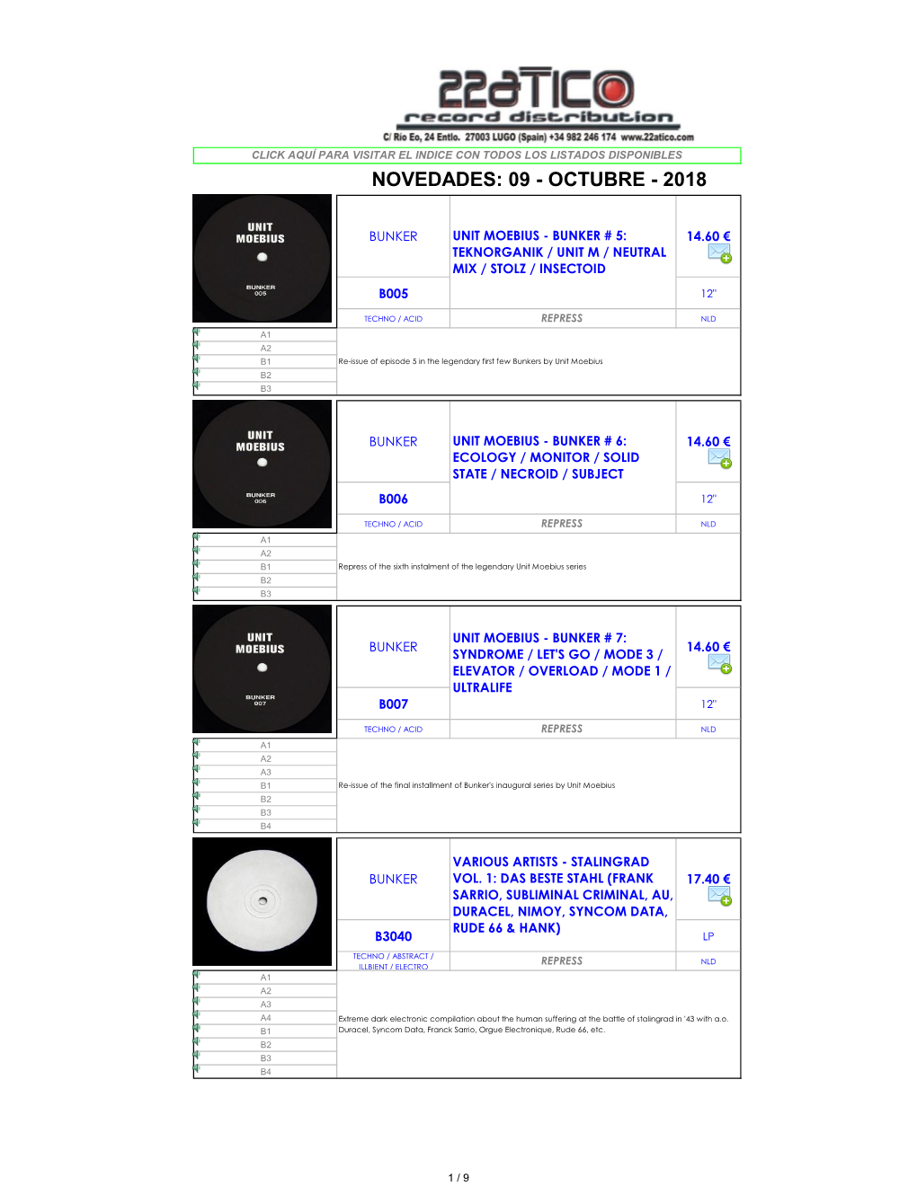 Novedades: 09 - Octubre - 2018