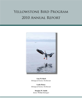 Yellowstone Bird Program 2010 Annual Report