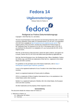 Utgåvenoteringar Release Notes for Fedora 14