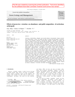 Effects of Green-Tree Retention on Abundance and Guild Composition of Corticolous Arthropods