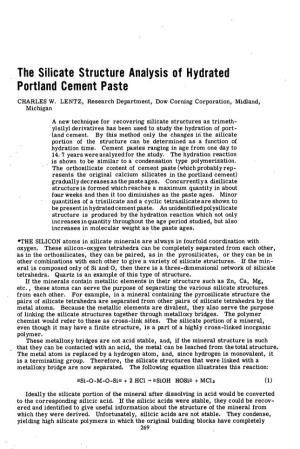 The Silicate Structure Analysis of Hydrated Portland Cement Paste