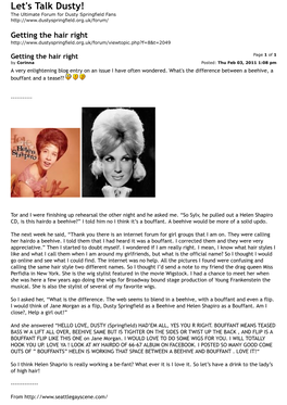 Let's Talk Dusty! the Ultimate Forum for Dusty Springfield Fans