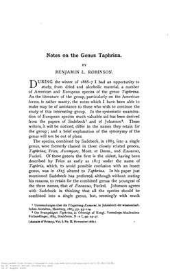 Notes on the Genus Taphrina