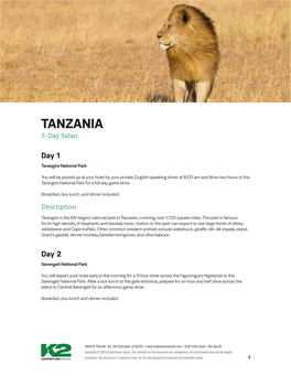 TANZANIA 5-Day Safari