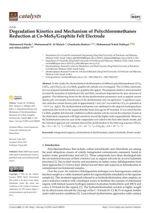 Degradation Kinetics and Mechanism of Polychloromethanes Reduction at Co-Mos2/Graphite Felt Electrode