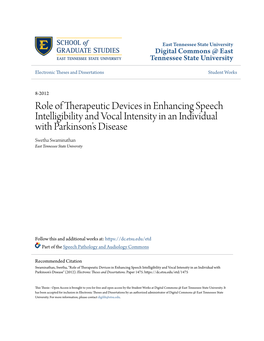 Role of Therapeutic Devices in Enhancing Speech Intelligibility And