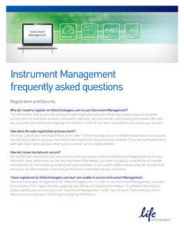 Instrument Management Faqs