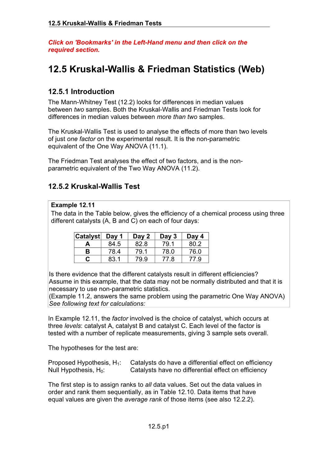 12.5 Kruskal-Wallis & Friedman Statistics (Web)