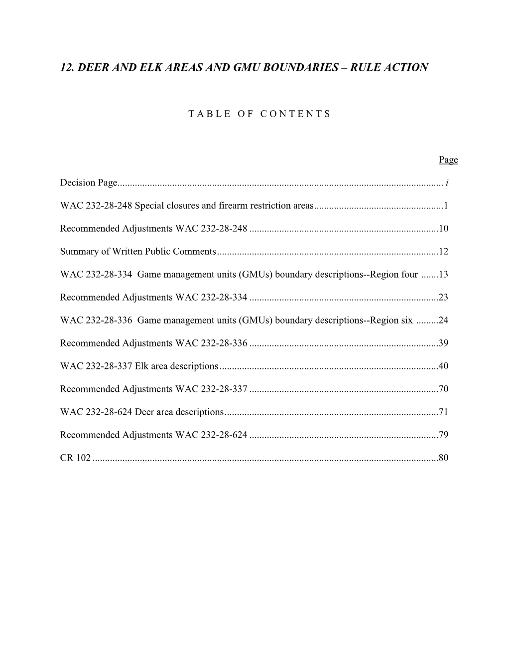 12. Deer and Elk Areas and Gmu Boundaries – Rule Action