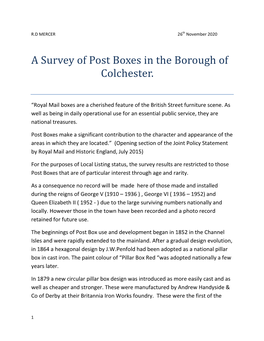 A Survey of Post Boxes in the Borough of Colchester