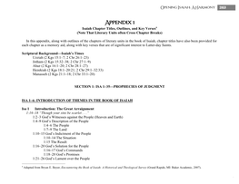 Appendix 1 Isaiah Chapter Titles, Outlines, and Key Versesa (Note That Literary Units Often Cross Chapter Breaks)
