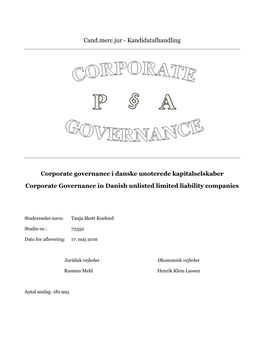 Corporate Governance I Danske Unoterede Kapitalselskaber