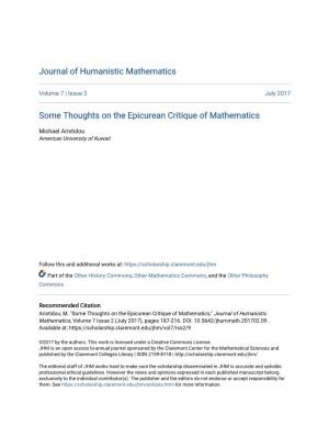 Some Thoughts on the Epicurean Critique of Mathematics