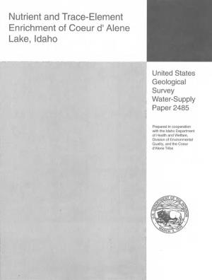 Nutrient and Trace-Element Enrichment of Coeur D1 Alene Lake, Idaho