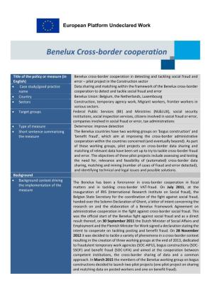 UDW Good Practice Fiche on BENELUX Cross-Border Cooperation on Data Mining