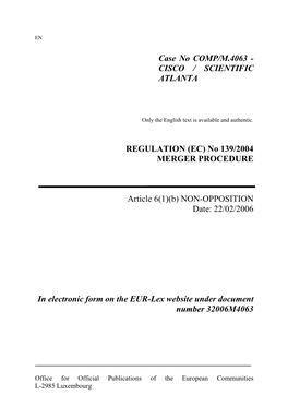 Cisco / Scientific Atlanta Regulation (Ec)