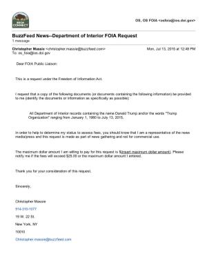 Buzzfeed Newsннdepartment of Interior FOIA Request