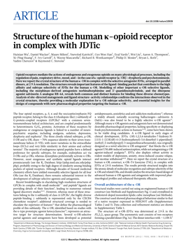 Structure of the Human Κ-Opioid Receptor in Complex With