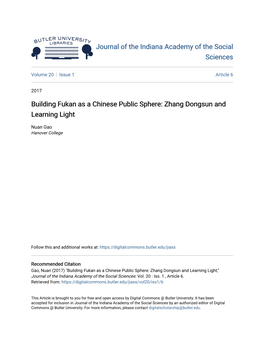 Building Fukan As a Chinese Public Sphere: Zhang Dongsun and Learning Light
