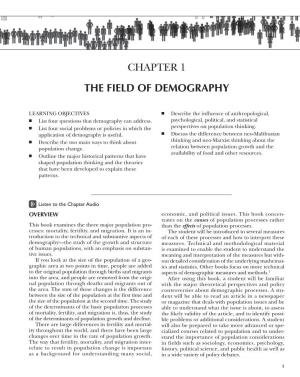 Chapter 1 the Field of Demography