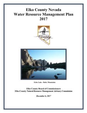 Elko County Nevada Water Resource Management Plan 2017
