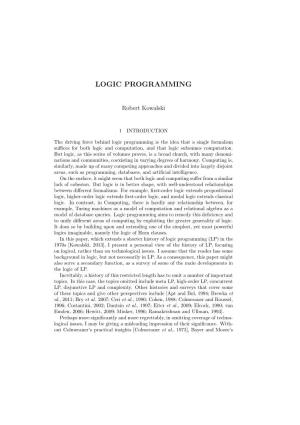 History of Logic Programming