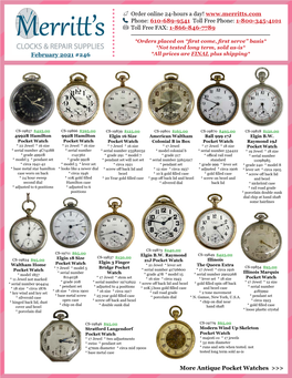 Antique Pocket Watches &gt;&gt;&gt; February 2021 #246 Order Online 24