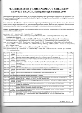 Permits Issued by Archaeology & Registry