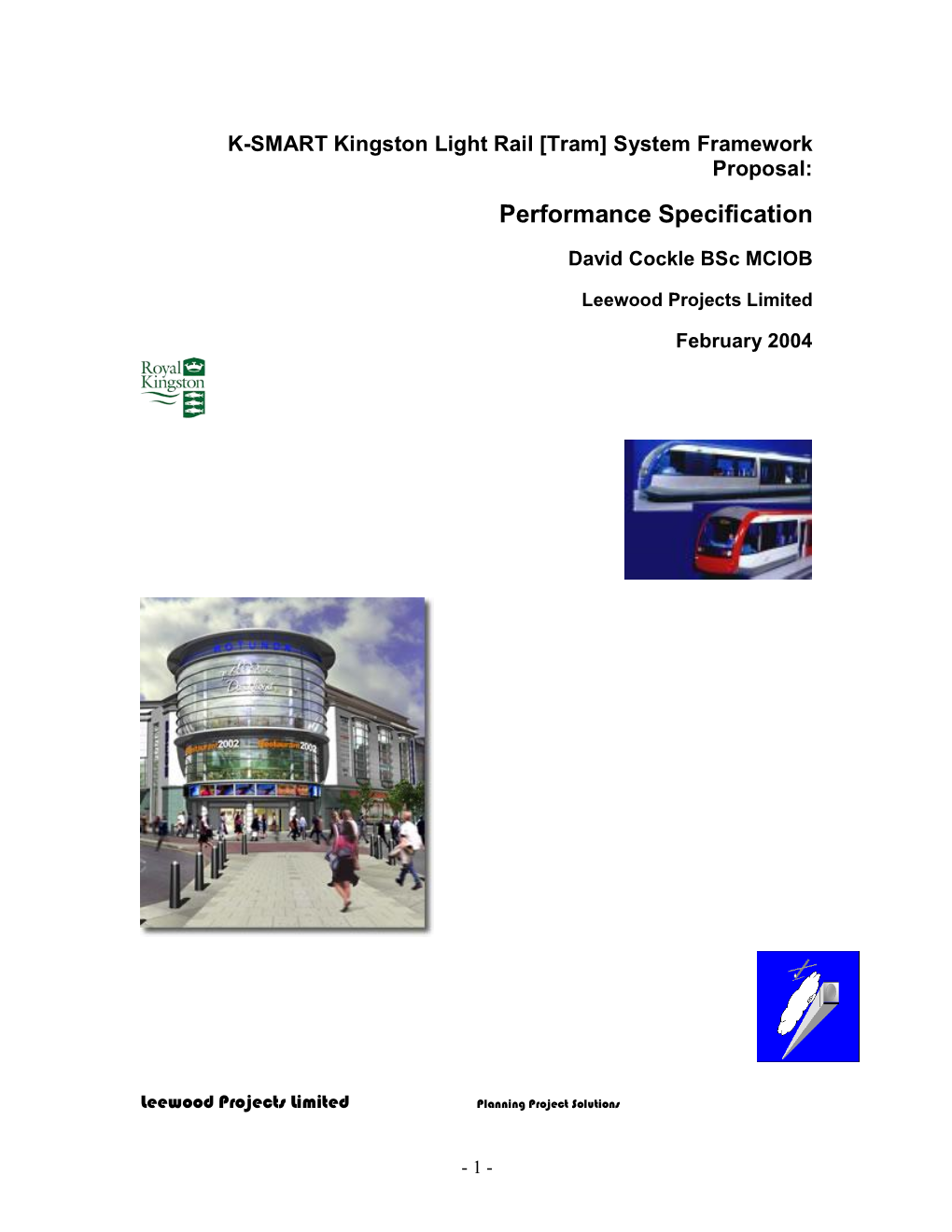 K-SMART Kingston Light Rail [Tram] System Framework Proposal: Performance Specification