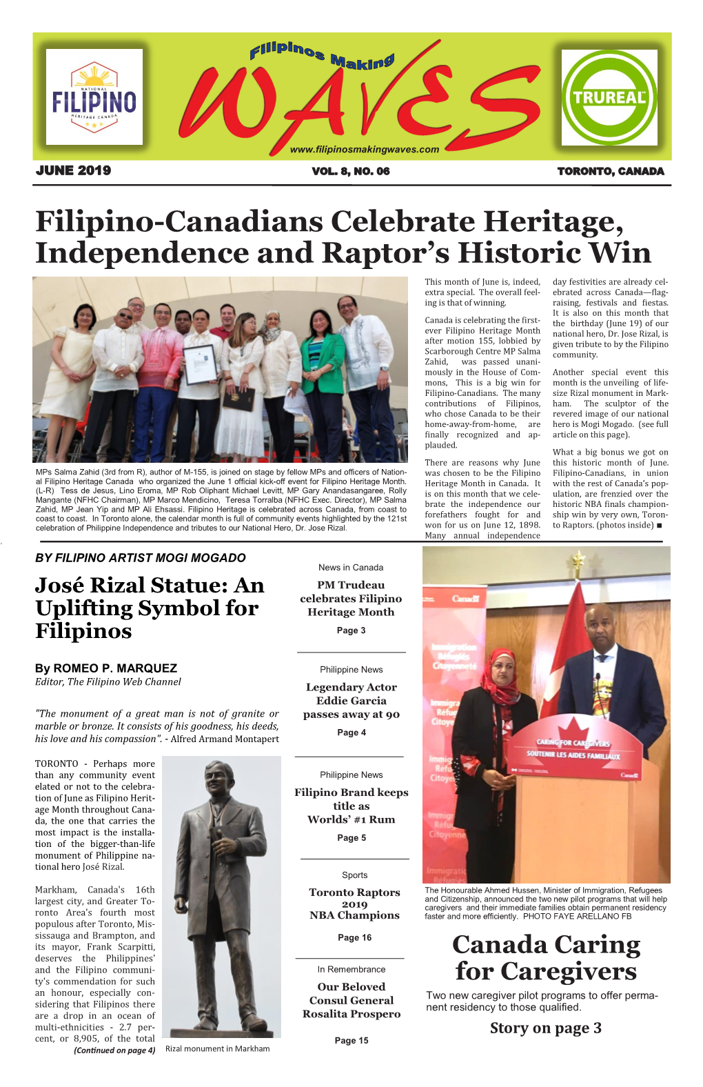 CANADA ~ PHILIPPINE NEWS WAVES Prime Minister Trudeau’S Way of Celebrating Filipino Canada Caring Heritage Month for Caregivers