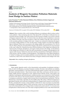 Analysis of Biogenic Secondary Pollution Materials from Sludge in Surface Waters