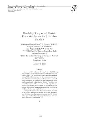 Feasibility Study of All Electric Propulsion System for 3 Ton Class Satellite