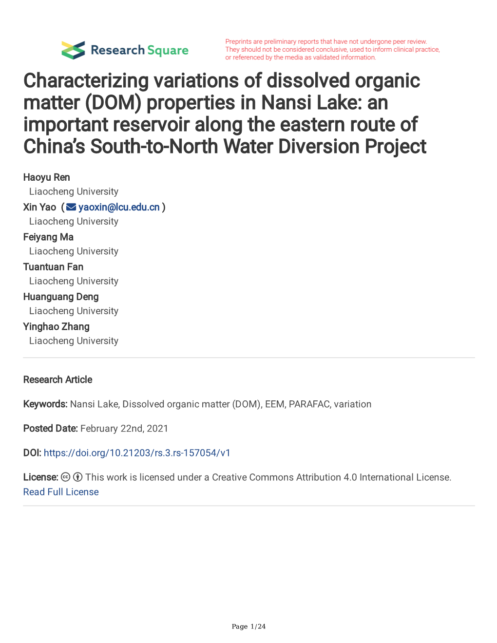 Characterizing Variations of Dissolved Organic Matter