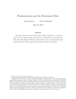 Predestination and the Protestant Ethic