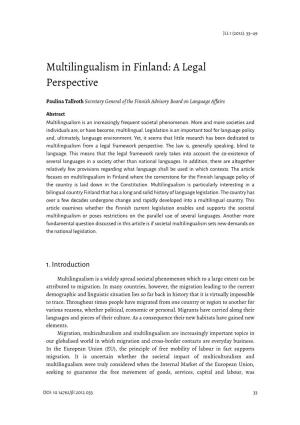 Multilingualism in Finland: a Legal Perspective