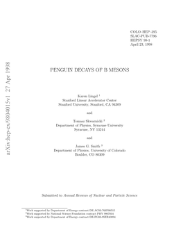 Penguin Decays of B Mesons