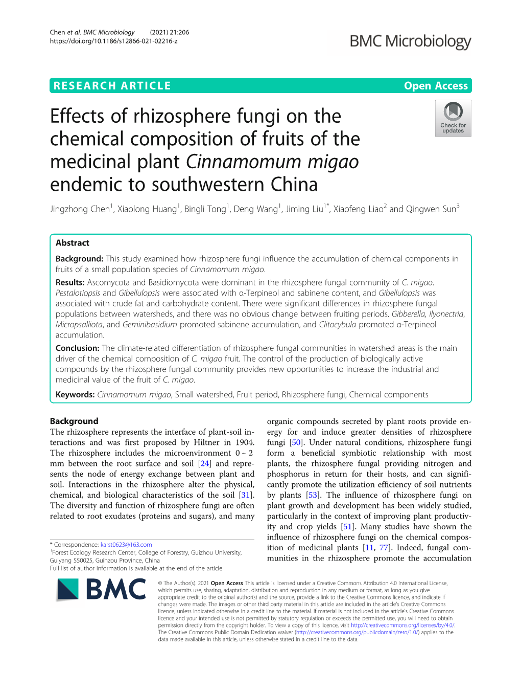 Effects of Rhizosphere Fungi on the Chemical Composition of Fruits of The
