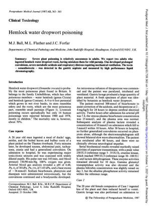 Hemlock Water Dropwort Poisoning