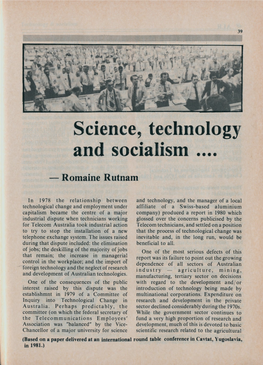 Science, Technology and Socialism