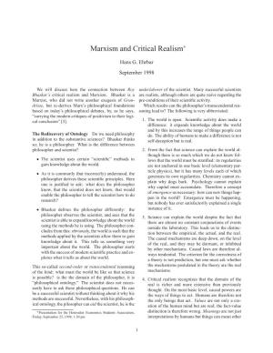 Marxism and Critical Realism£
