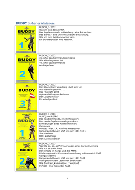 BUDDY Bisher Erschienen: BUDDY 1-2002 Warum Eine Zeitschrift?