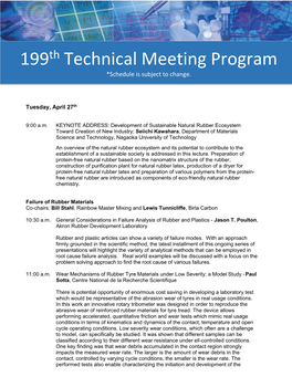 199Th Technical Meeting Program