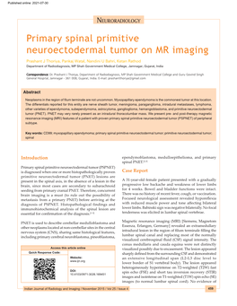 Primary Spinal Primitive Neuroectodermal Tumor on MR