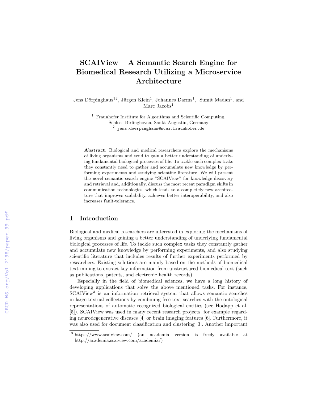 Scaiview – a Semantic Search Engine for Biomedical Research Utilizing a Microservice Architecture