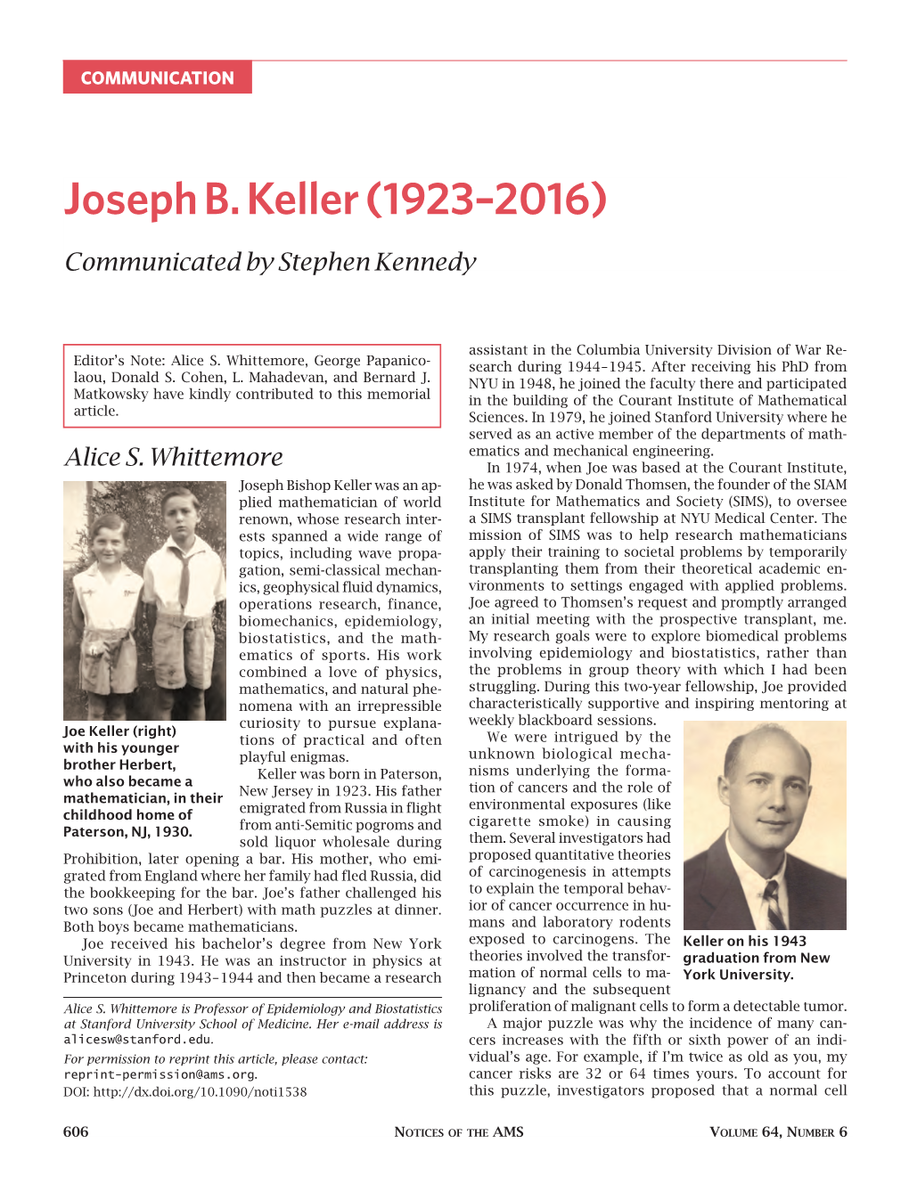 Joseph B. Keller (1923–2016)