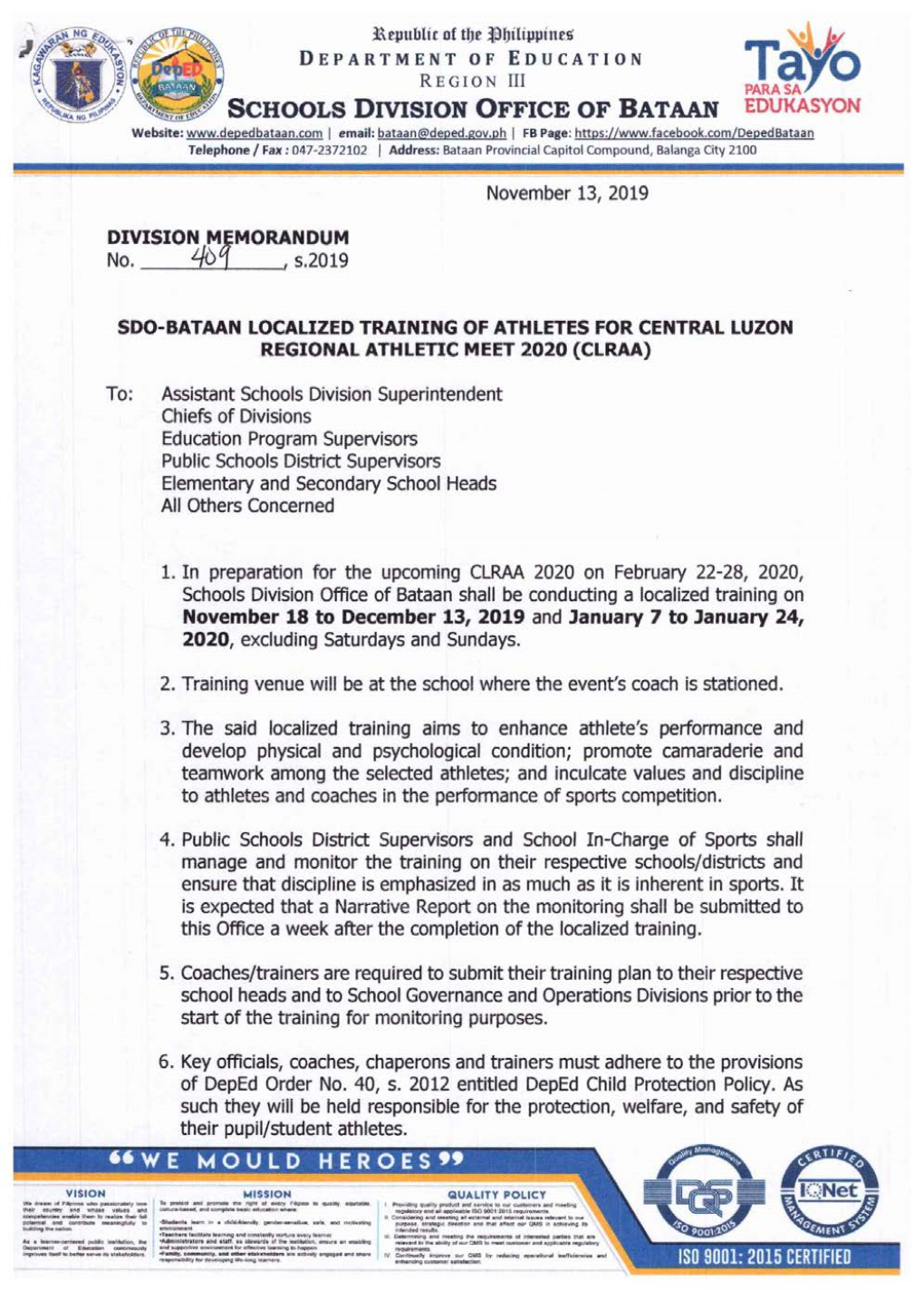 Division Memorandum No 409 S