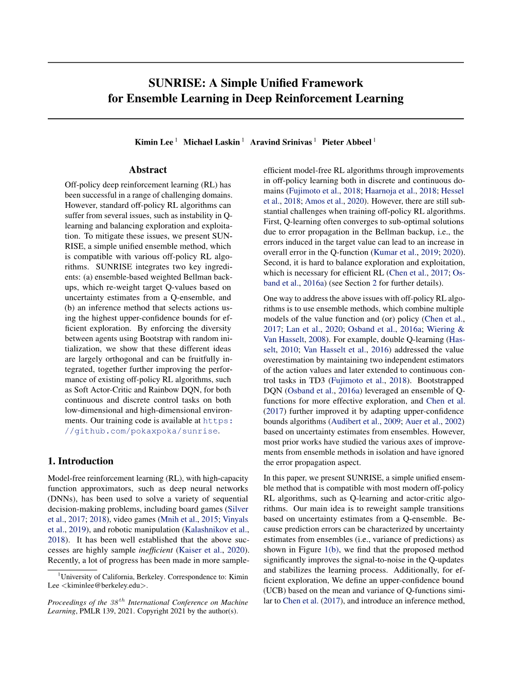 SUNRISE: a Simple Unified Framework for Ensemble Learning